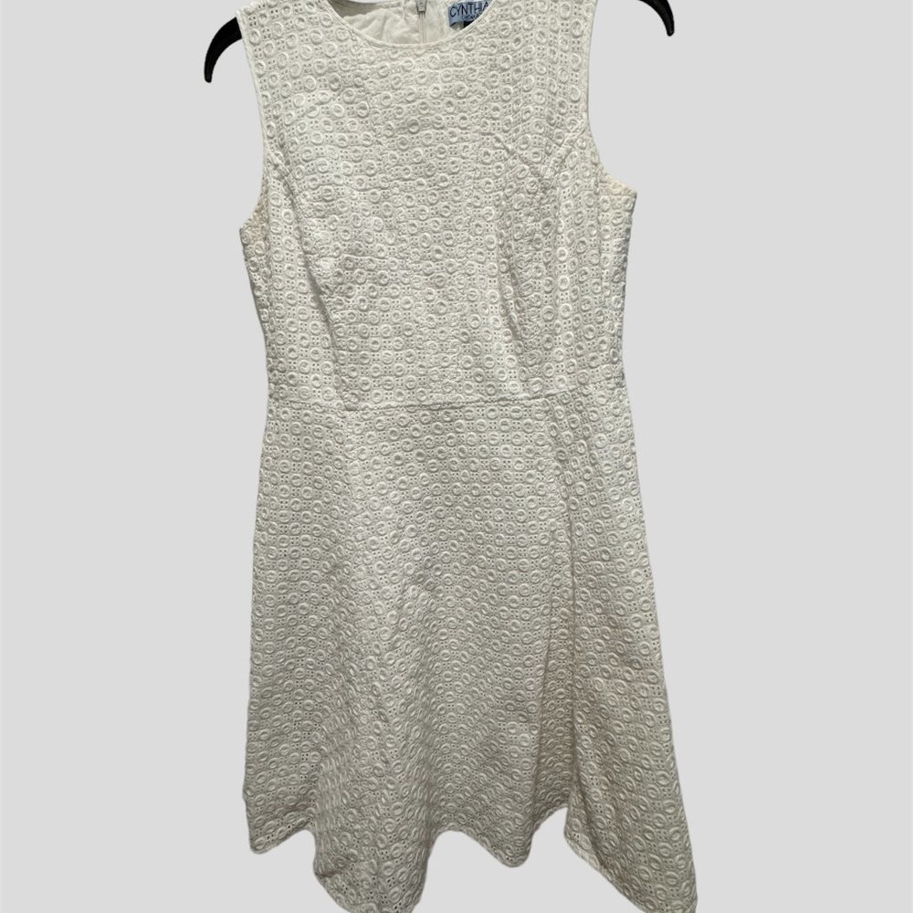 Cynthia Rowley size 8 white eyelet sleeveless dress